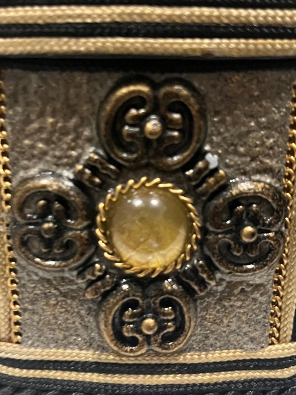 Vtg Mary Frances Beaded Hard Shell Box Bag Lift-Off Lid Renaissance Victorian - Picture 15 of 16